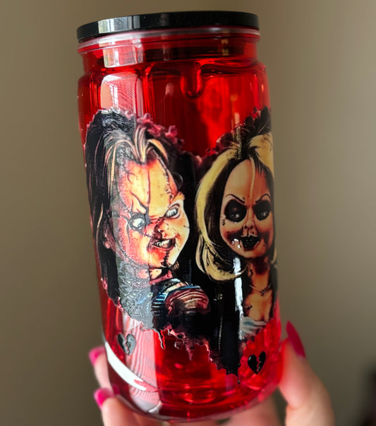 🩸 Drip Cup/Colored Lid - Chucky & Tiffany